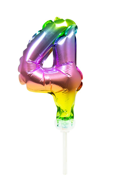 Ballon de baudruche Figure 4 Arc-en-ciel 13cm avec bâton