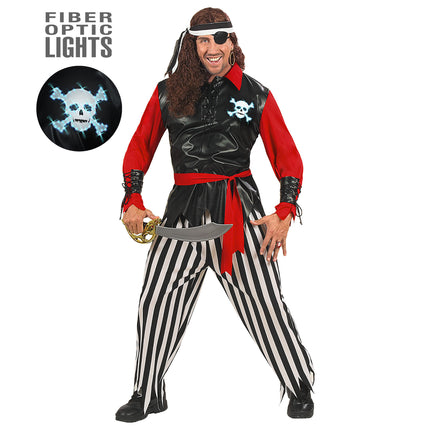 Costume de pirate Rouge Noir Hommes Avec Lumière