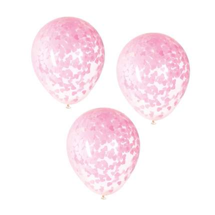 Ballons Confetti Coeur Rose 40cm 5pcs