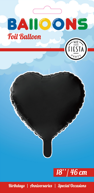 Ballon à l'hélium Coeur Noir 46cm vide