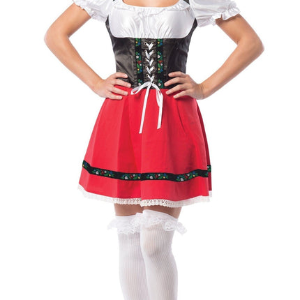 Robe Dirndl Oktoberfest Rouge Blanc Noeud