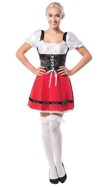 Robe Dirndl Oktoberfest Rouge Blanc Noeud