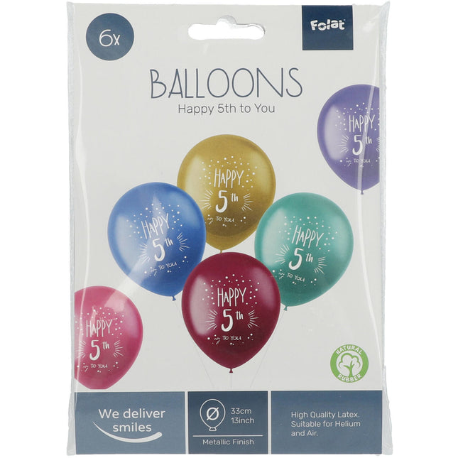 Ballons 5 ans Happy 5th 33cm 6pcs