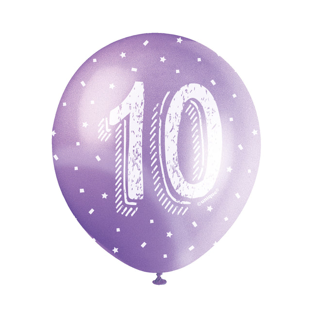 Ballons 10 ans Confetti 30cm 5pcs