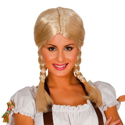 Perruque Oktoberfest avec tresses Blonde