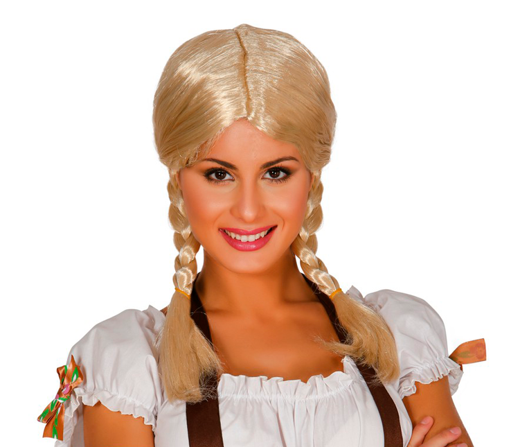 Perruque Oktoberfest avec tresses Blonde