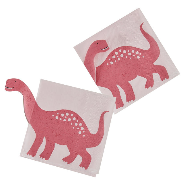 Serviettes de table Dino rose 16.5cm 8pcs