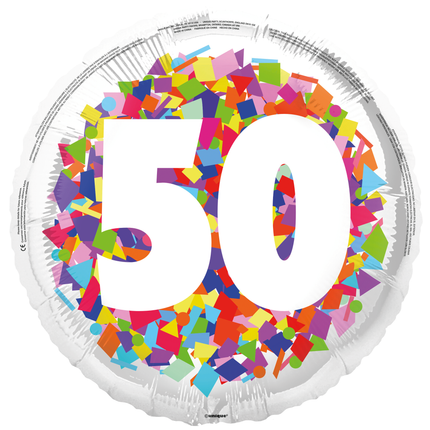 50 ans Ballon à l'hélium Confetti vide 45cm