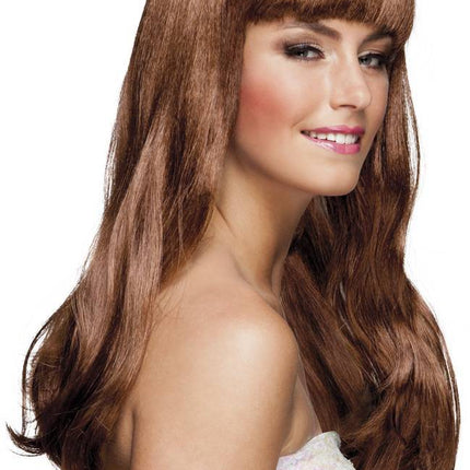 Perruque cheveux longs bruns