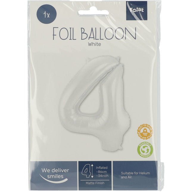 Ballon de baudruche Figure 4 Blanc mat XL 86cm vide