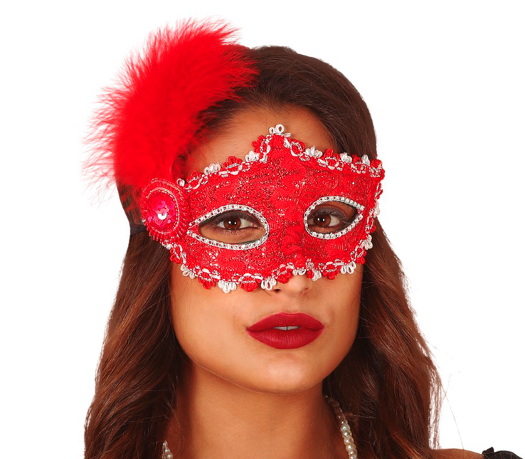 Masque Plumes Rouge