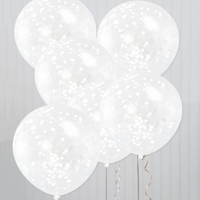 Ballons Confetti Blanc 30.5cm 6pcs