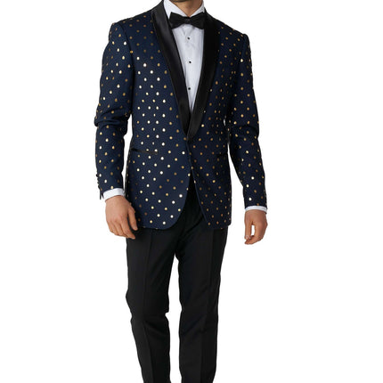 Tuxedo bleu foncé or à pois hommes <tc>OppoSuits</tc>