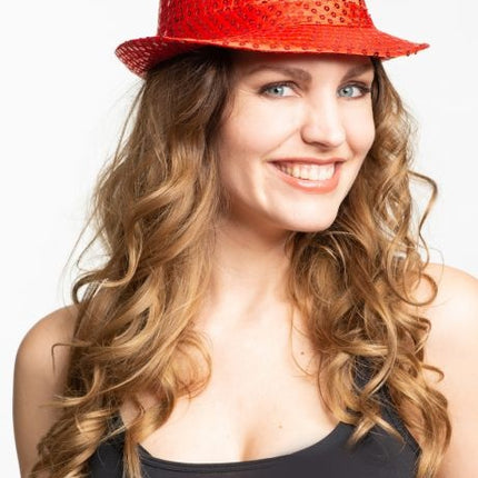 Chapeau pailleté rouge