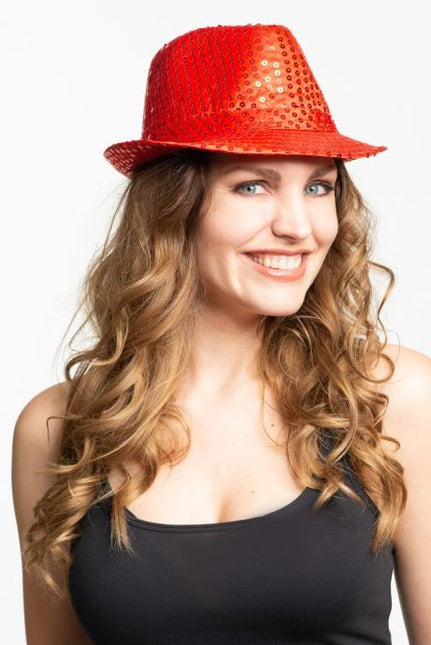 Chapeau pailleté rouge