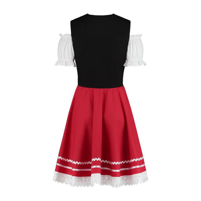 Robe Dirndl Oktoberfest Rouge Blanc Dames 2 Pièces