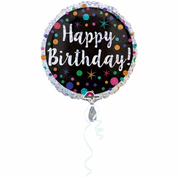 Ballon à hélium Happy Birthday Dotted Glitter 43cm vide