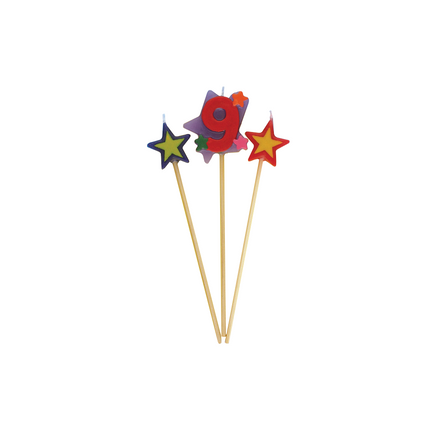 Set de bougies 9 Years Stars 26cm 3pcs