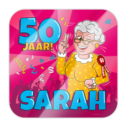 Plaque de porte Sarah 50 Years Cartoon 50cm