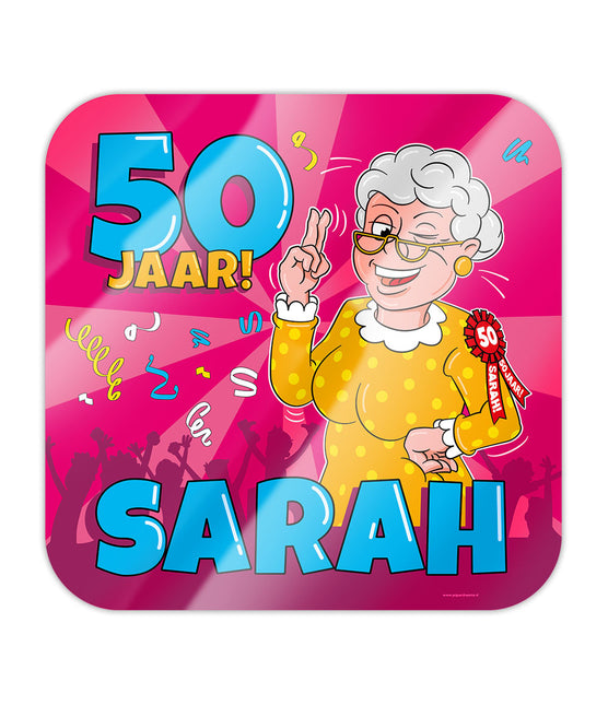 Plaque de porte Sarah 50 Years Cartoon 50cm