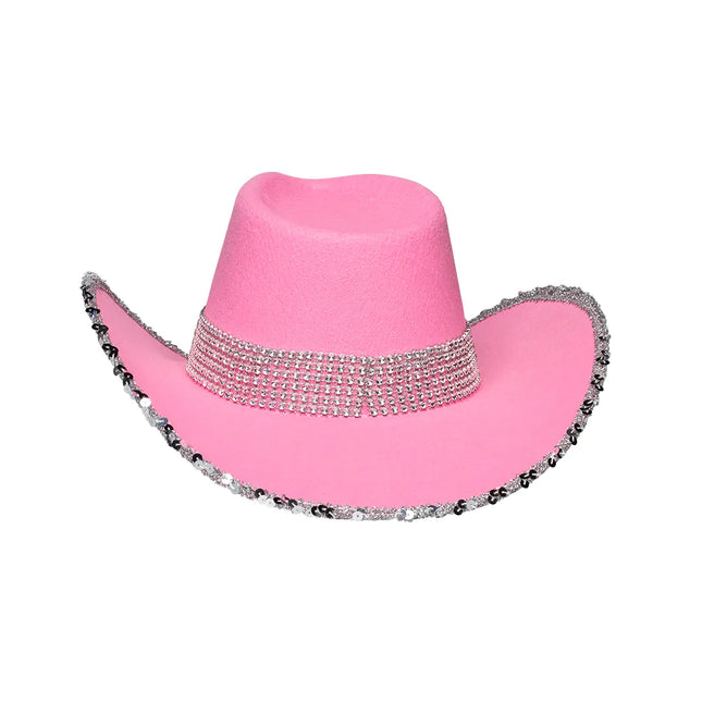 Chapeau de cow-boy rose pailleté