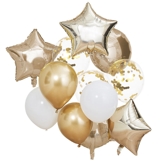 Set de ballons de baudruche dorés 30cm 12pcs