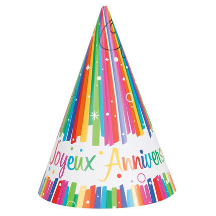 Chapeaux de fête Joyeux Anniversaire 8pcs