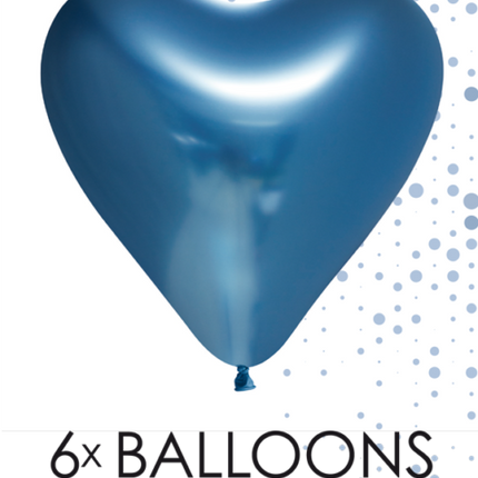 Ballons en forme de coeur Bleu 30cm 6pcs