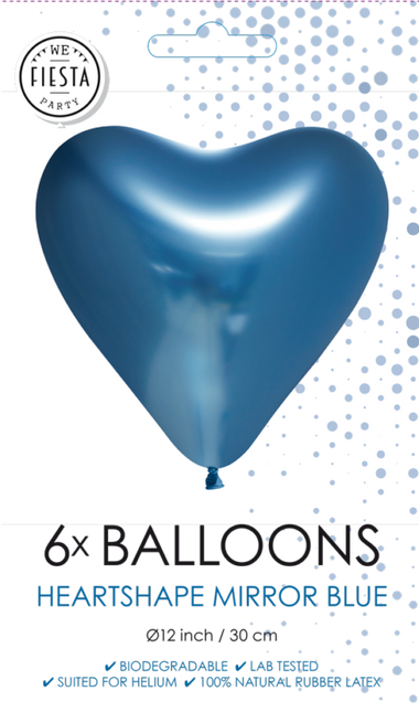 Ballons Coeur Bleu 30cm 6pcs