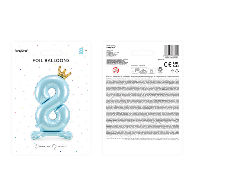 Ballon de baudruche Figure 8 Bleu clair Standard Vide 84cm