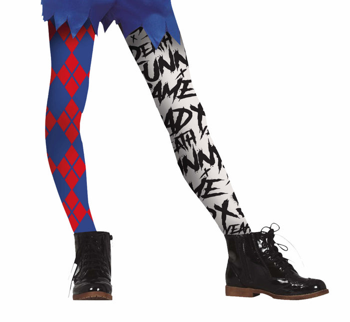 Legging rouge bleu Halloween Harley Quin Enfant