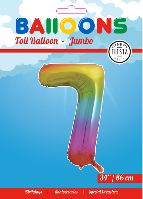 Ballon de baudruche Figure 7 Arc-en-ciel XL 86cm vide