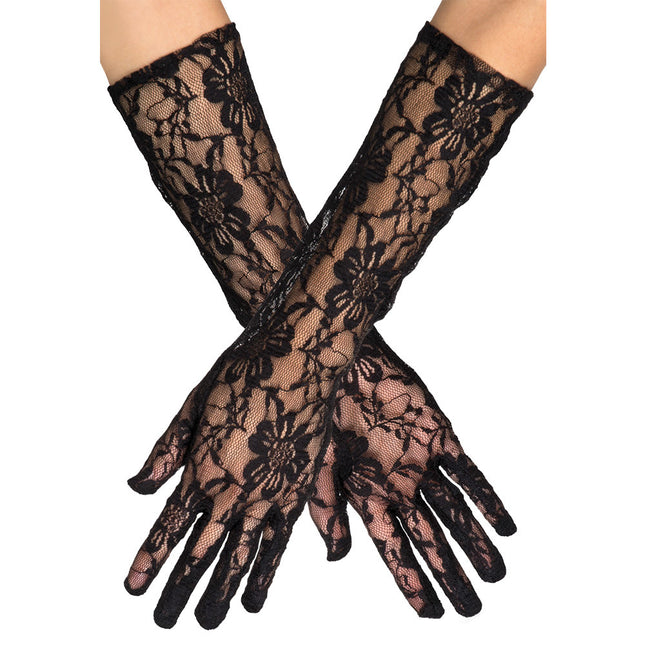 Gants Longs Dentelle Noir