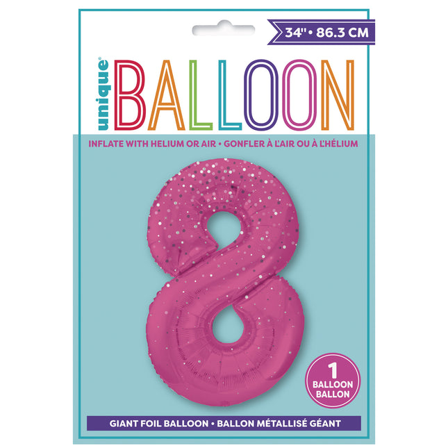 8 Year Figure Balloon Pink Dots 86cm