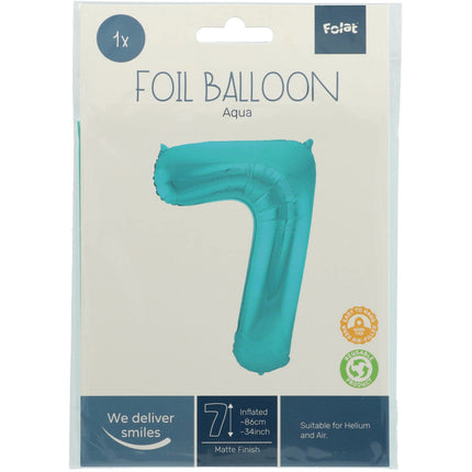 Ballon de baudruche Figure 7 Vert menthe pastel XL 86cm vide