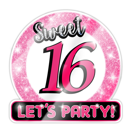 Plaque de porte 16 ans Sweet 16 Lets Party ! 50cm