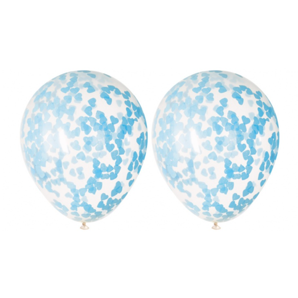 Ballons Confetti Coeur Bleu 40cm 5pcs