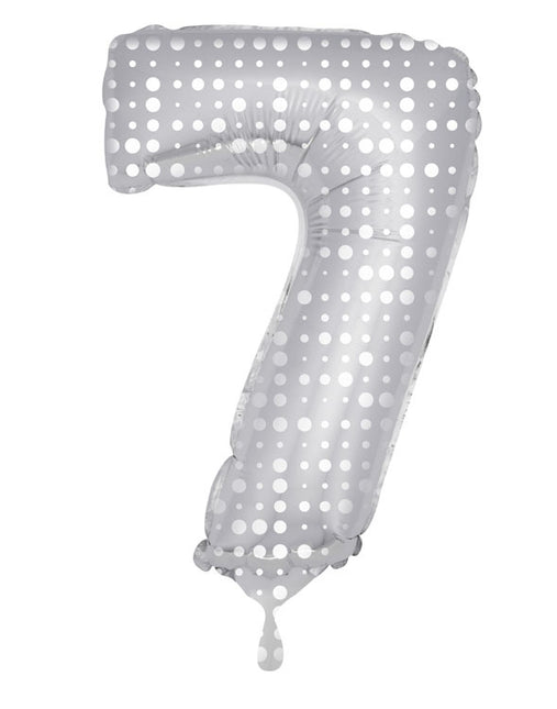 Ballon de baudruche Figure 7 Silver Dots XL 86cm vide