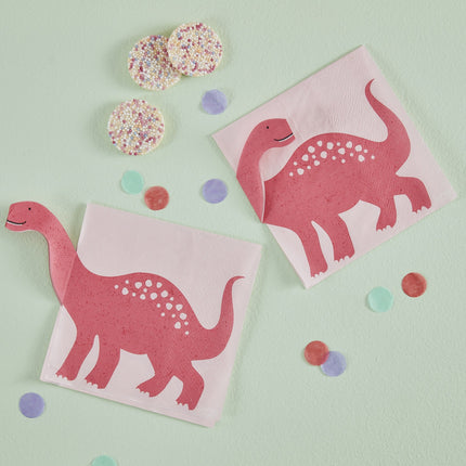 Serviettes de table Dino rose 16.5cm 8pcs