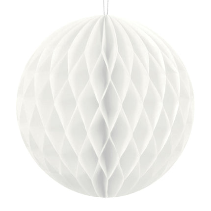 Boule en nid d'abeille blanche 20cm