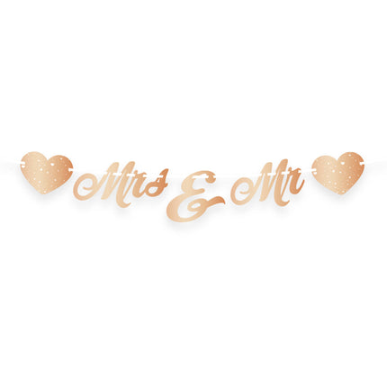 Mr, & Mrs, guirlande de lettres Rose Gold 1m