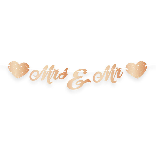 Mr, & Mrs, guirlande de lettres Rose Gold 1m