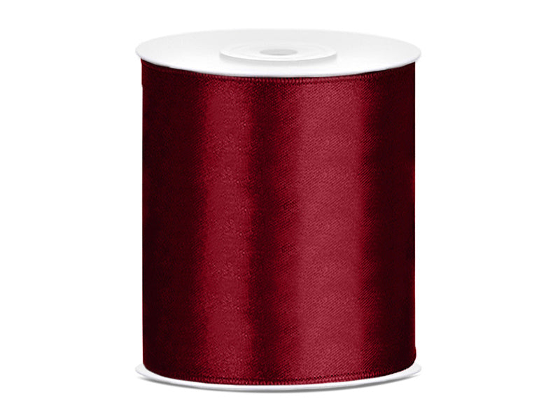 Ruban de satin rouge bordeaux 100 mm 25 m