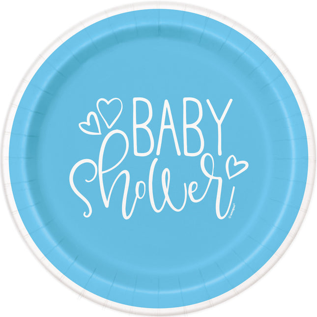 Assiettes Baby Shower Bleu 23cm 8pcs