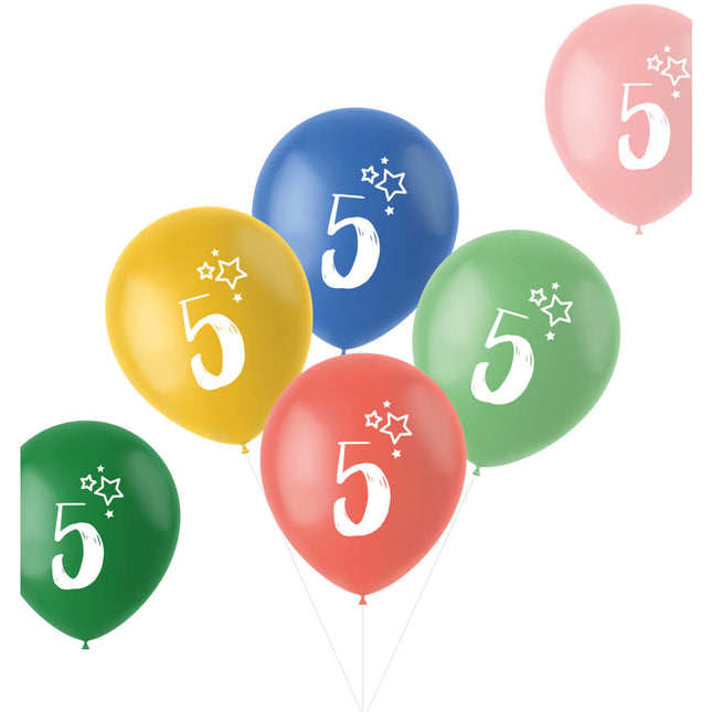 Ballons 5 ans colorés 33cm 6pcs