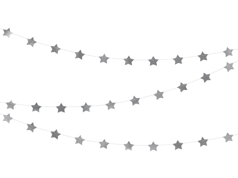 Guirlande d'étoiles argentée 3.6m
