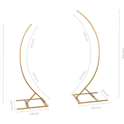 Cadre de toile de fond en or demi-arche 2pcs