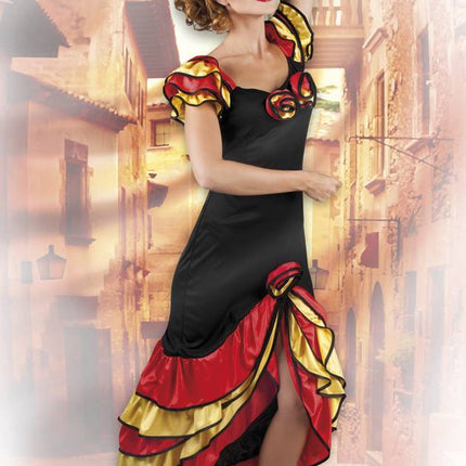 Robe espagnole Flamenco Rouge Jaune