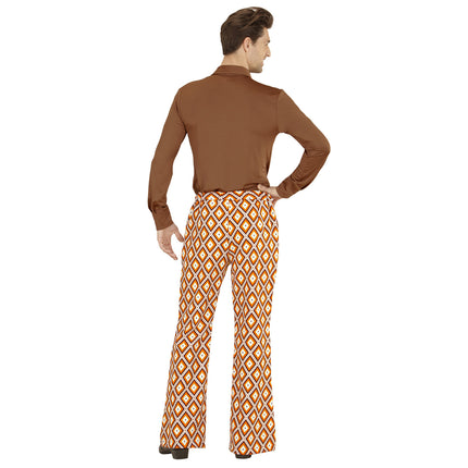 Pantalon Disco 70S Orange Plaid Hommes