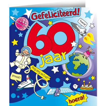 Carte d'anniversaire 60 Years Cartoon 16.5cm